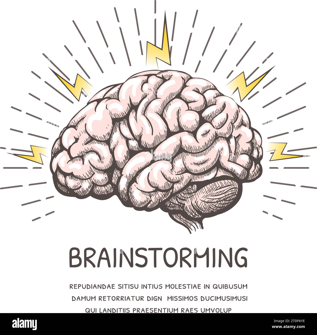 Affiche rétro dessinée à la main BrainStorm Illustration de Vecteur