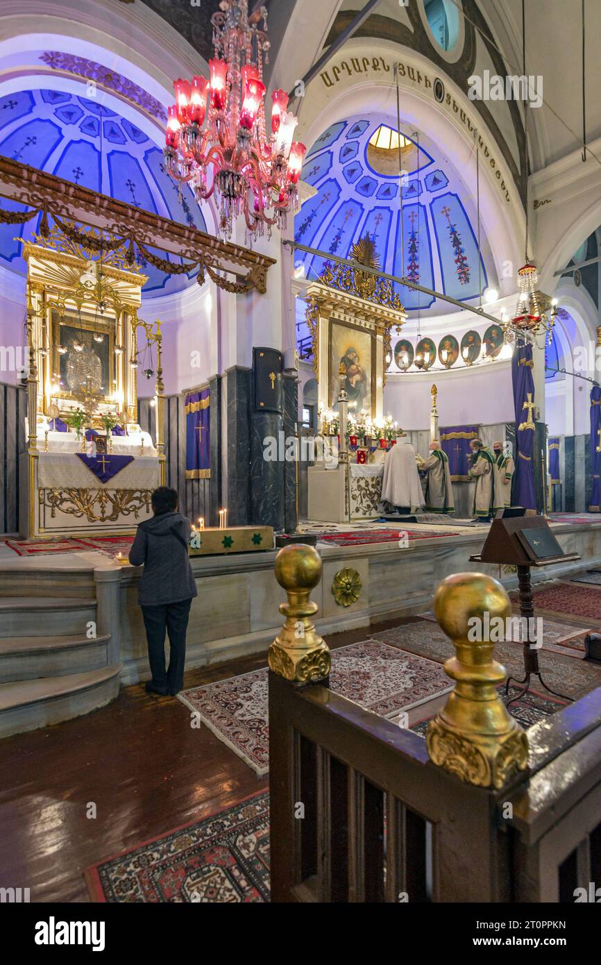 Église orthodoxe arménienne Surp Hiresdagabet dans le district de Fatih à Istanbul, Turquie Banque D'Images