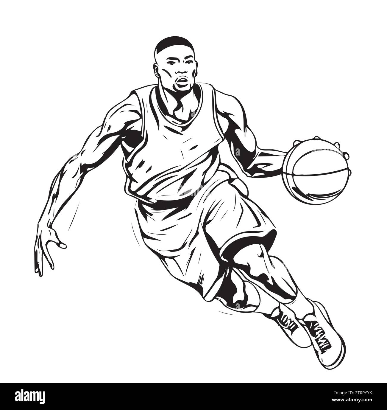 Esquisse d'emblème de joueur de basket-ball dessiné à la main Vector Sports Illustration de Vecteur