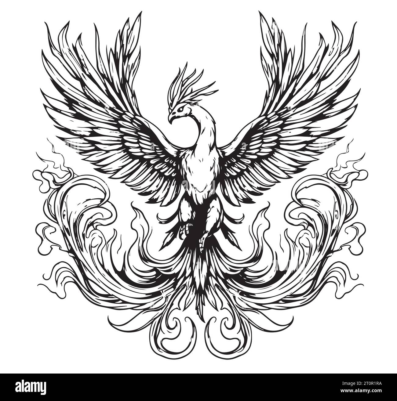 Sketch Phoenix oiseau dessiné à la main mythes vectoriels Illustration de Vecteur