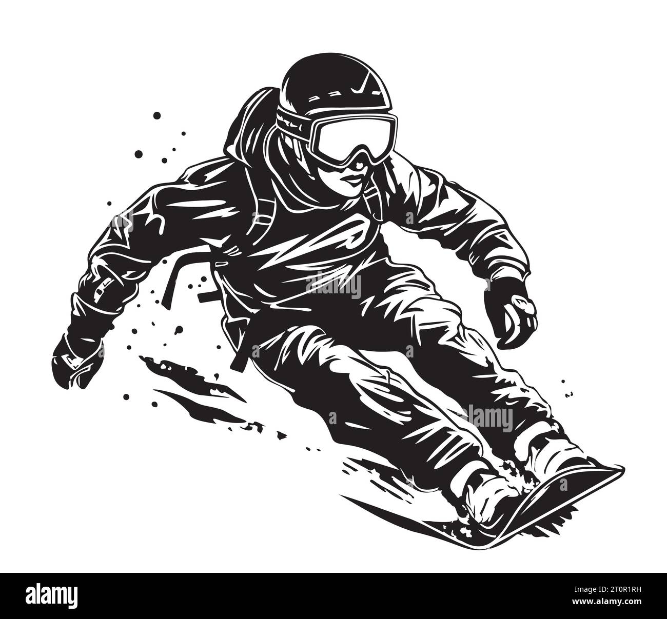 Croquis d'emblème de snowboarder dessin à la main Vector Sport compétition Illustration de Vecteur