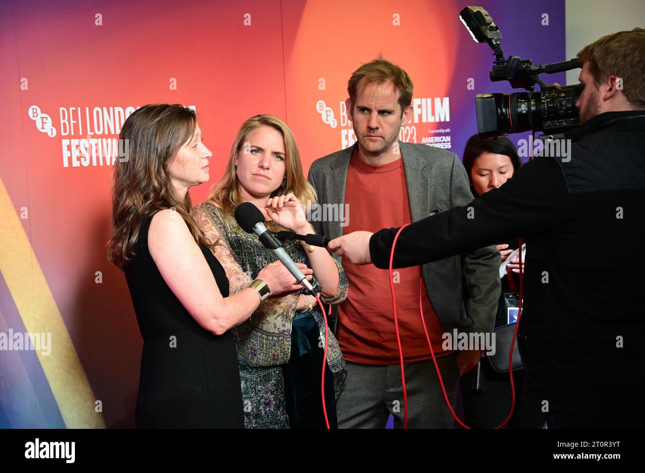 Royal Festival Hall, Londres, Royaume-Uni. 8 octobre 2023. Victoria Gregory, Rachel Ramsay, James Erskine assistent à Copa 71 à NFT1 à la Blue Room, BFI Southbank, Londres, Royaume-Uni. Crédit : Voir Li/Picture Capital/Alamy Live News Banque D'Images