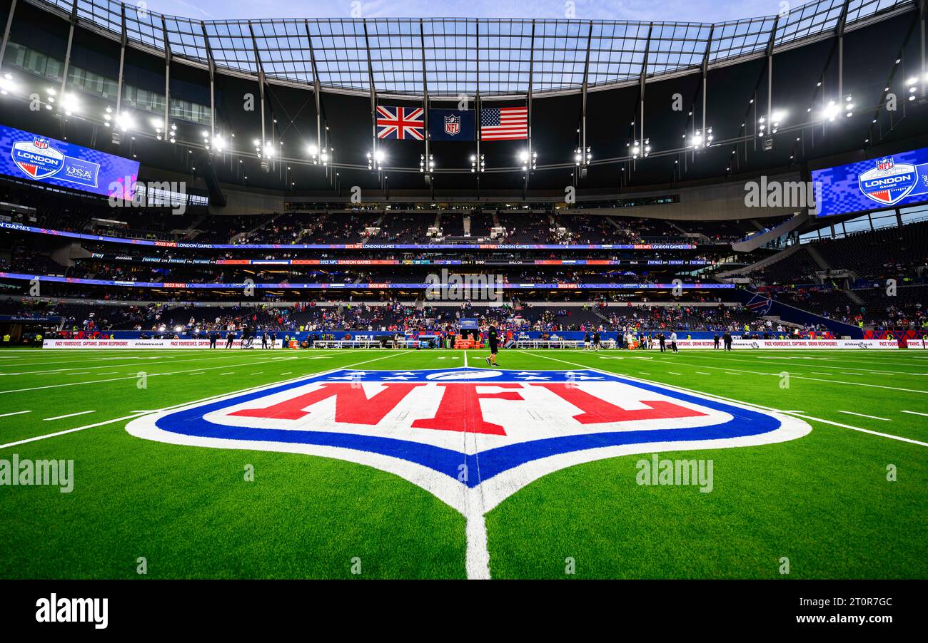 LONDRES, ROYAUME-UNI. 08 octobre 23. Vue d'ensemble du Tottenham Spur Stadium lors de la NFL 2023 London Series - Jacksonville Jaguars vs Buffalo Bills au Tottenham Hotspur Stadium le dimanche 08 octobre 2023. LONDRES ANGLETERRE. Crédit : Taka G Wu/Alamy Live News Banque D'Images