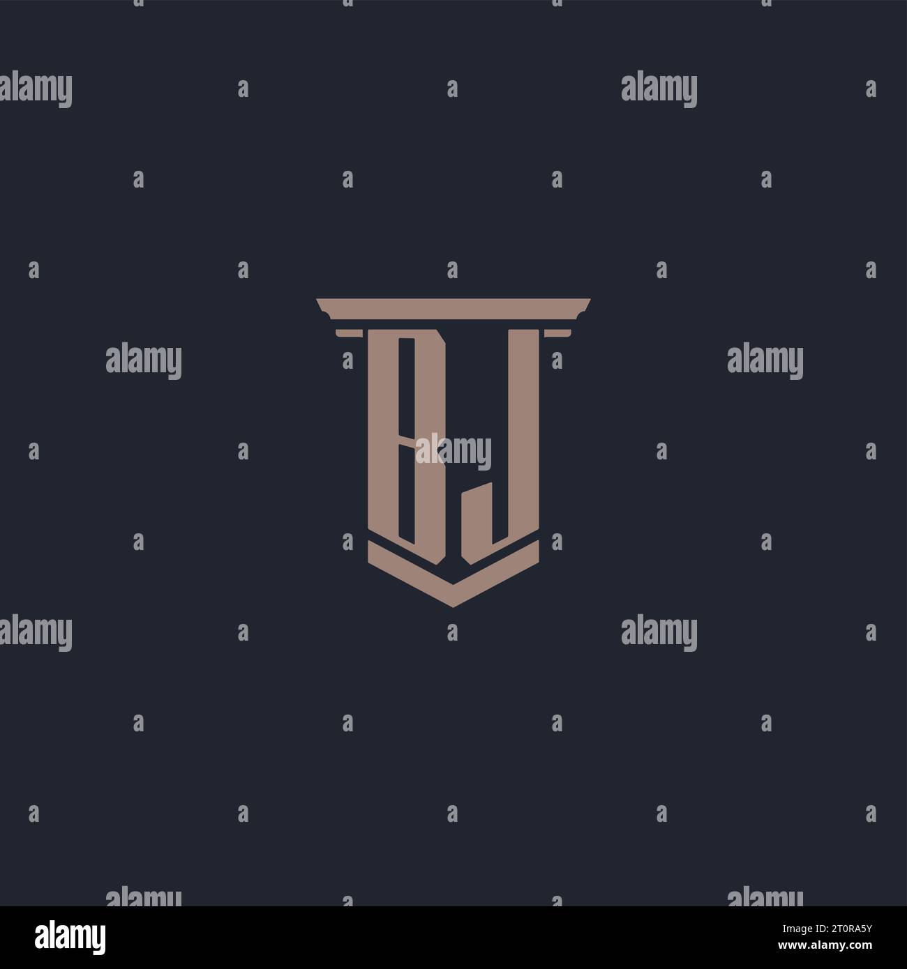 Logo monogramme initial BJ avec conception de style pilier Illustration de Vecteur