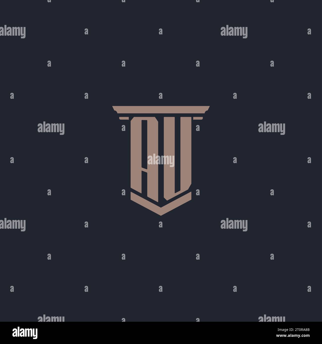 Logo monogramme initial au avec motif pilier Illustration de Vecteur