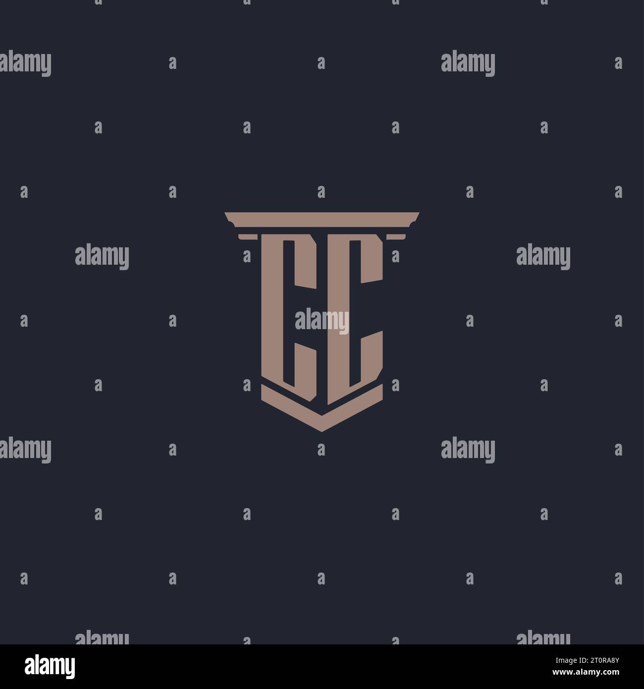 Logo monogramme initial CC avec conception de style pilier Illustration de Vecteur