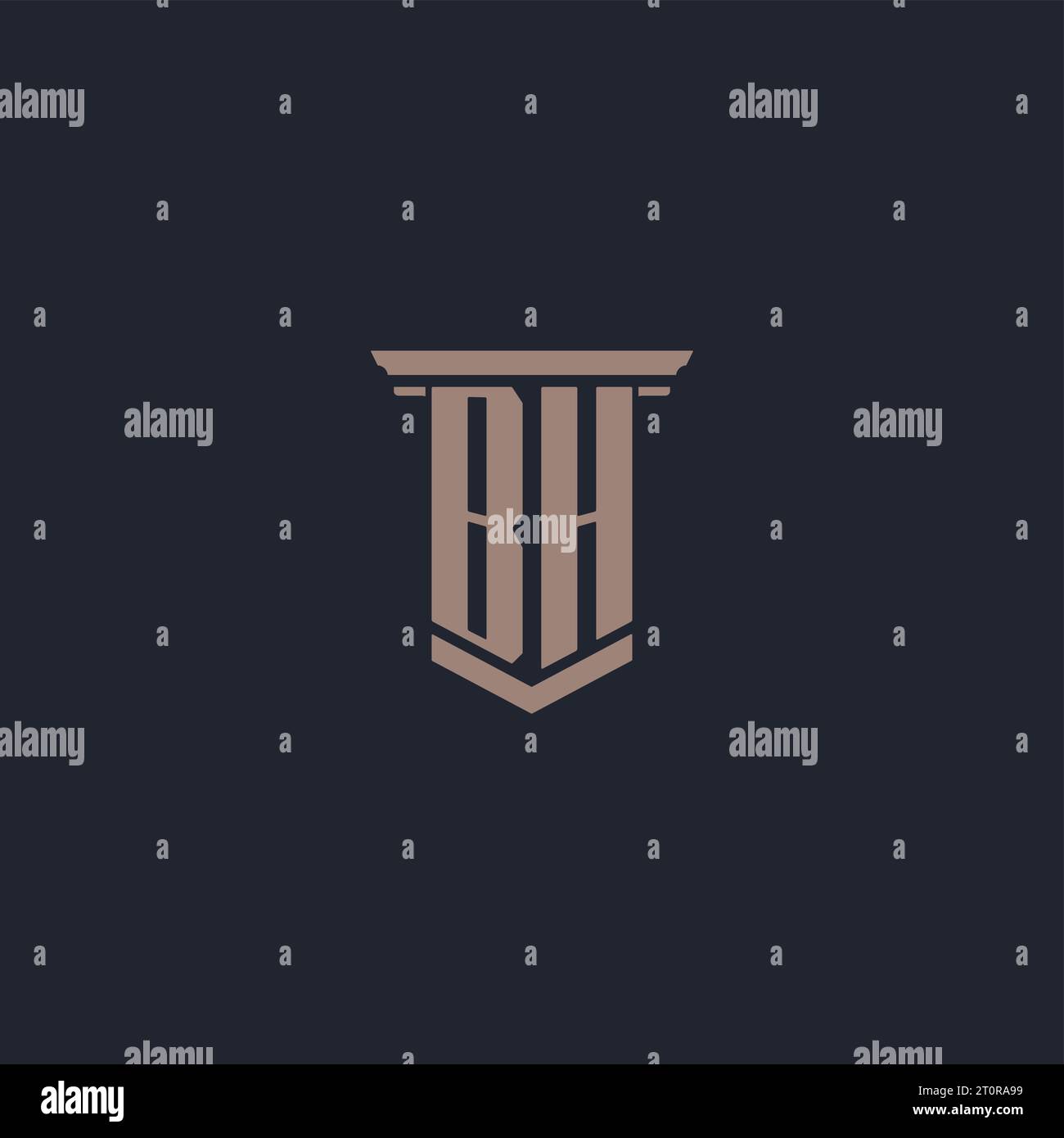 Logo monogramme initial BH avec conception de style pilier Illustration de Vecteur