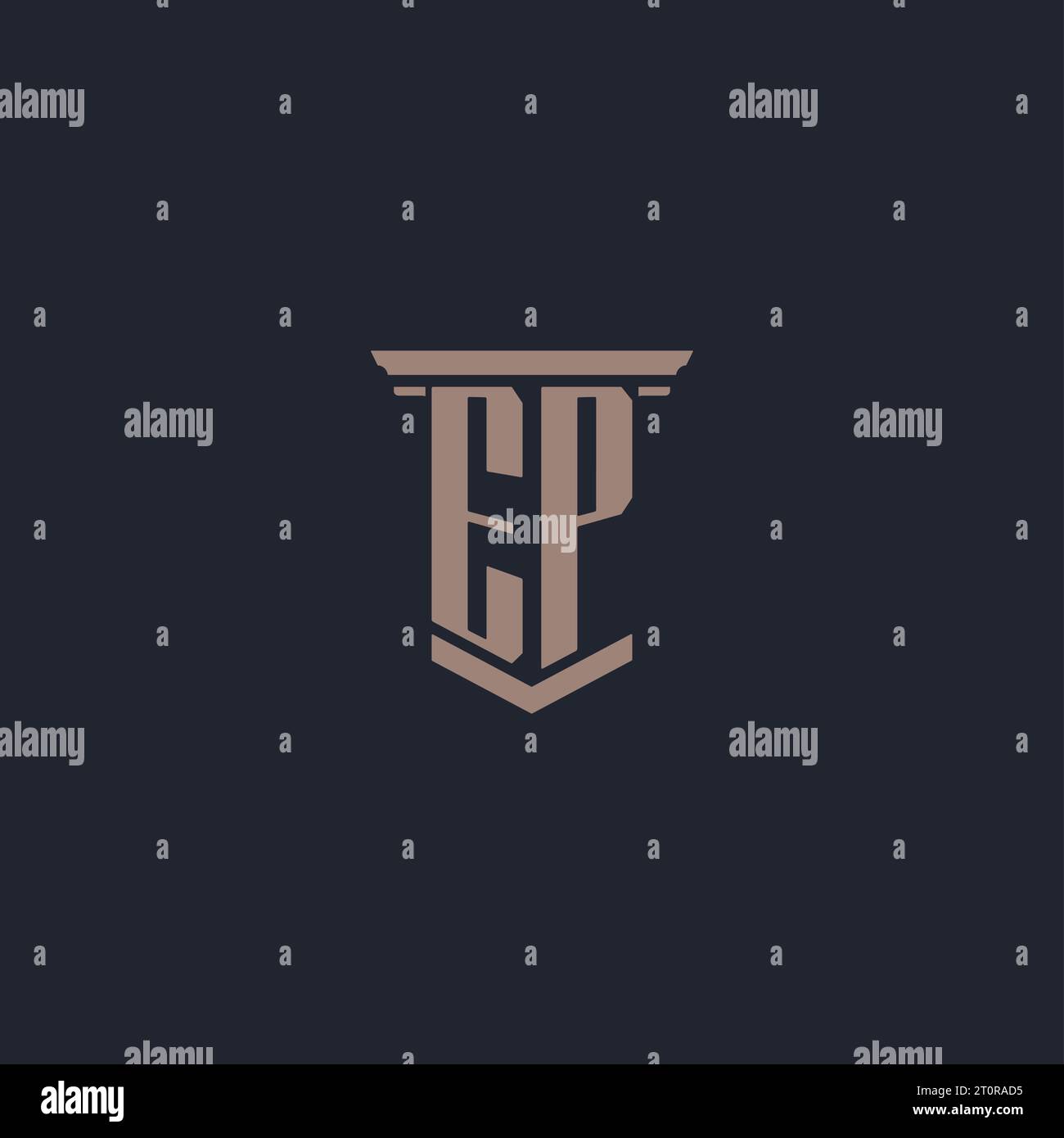 Logo EP initial monogramme avec conception de style pilier Illustration de Vecteur