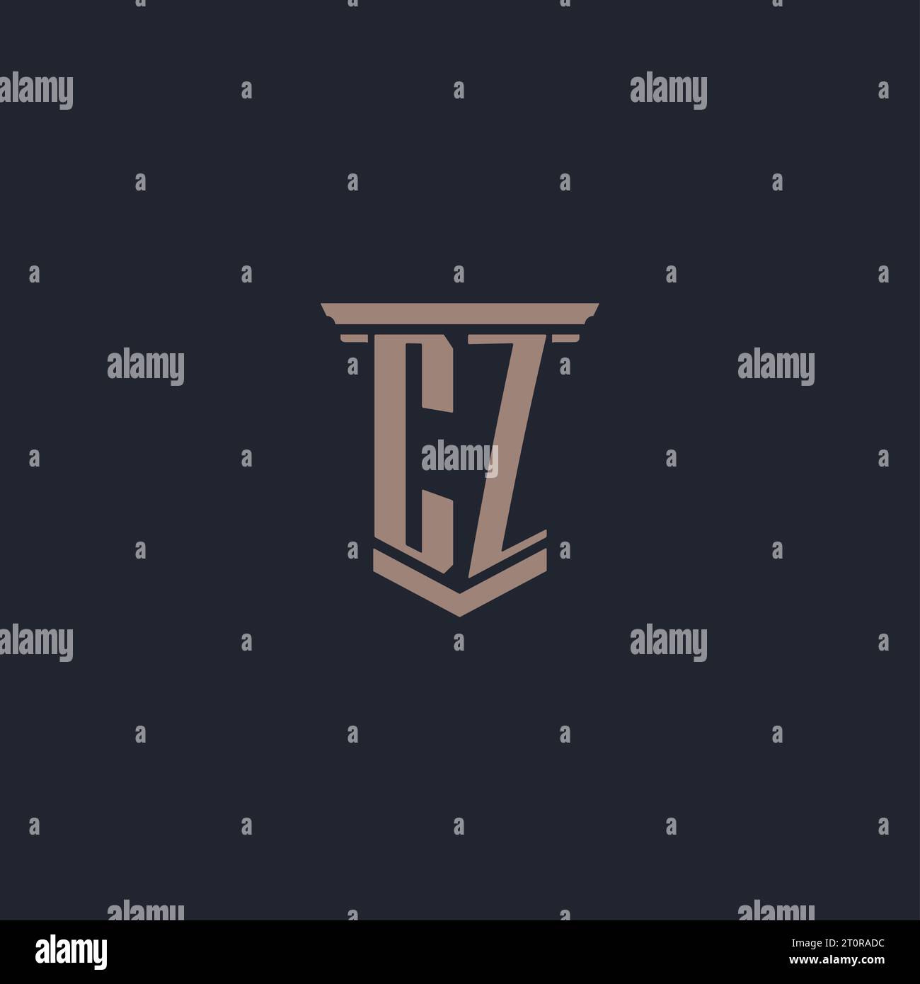Logo monogramme initial CZ avec design de style pilier Illustration de Vecteur