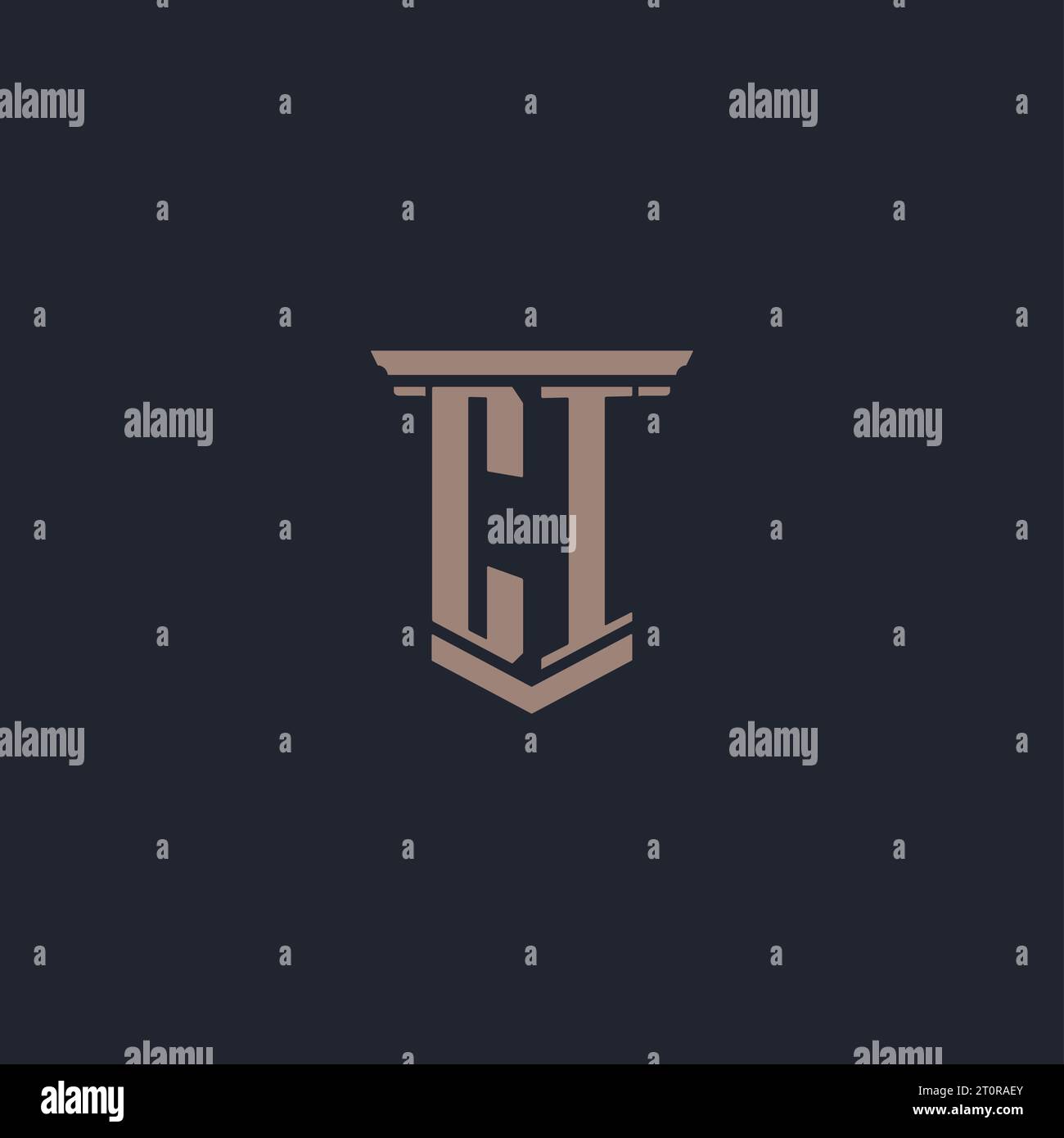 Logo monogramme initial ci avec design de style pilier Illustration de Vecteur