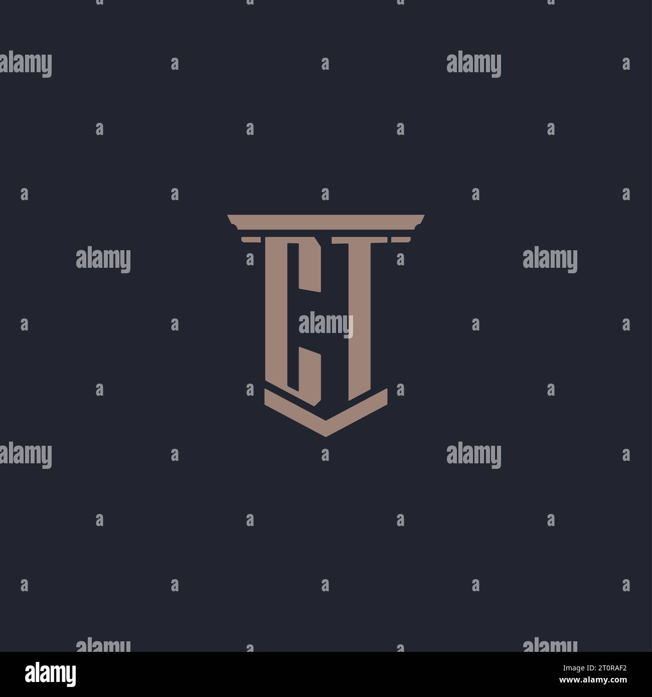 Logo monogramme initial CT avec motif pilier Illustration de Vecteur