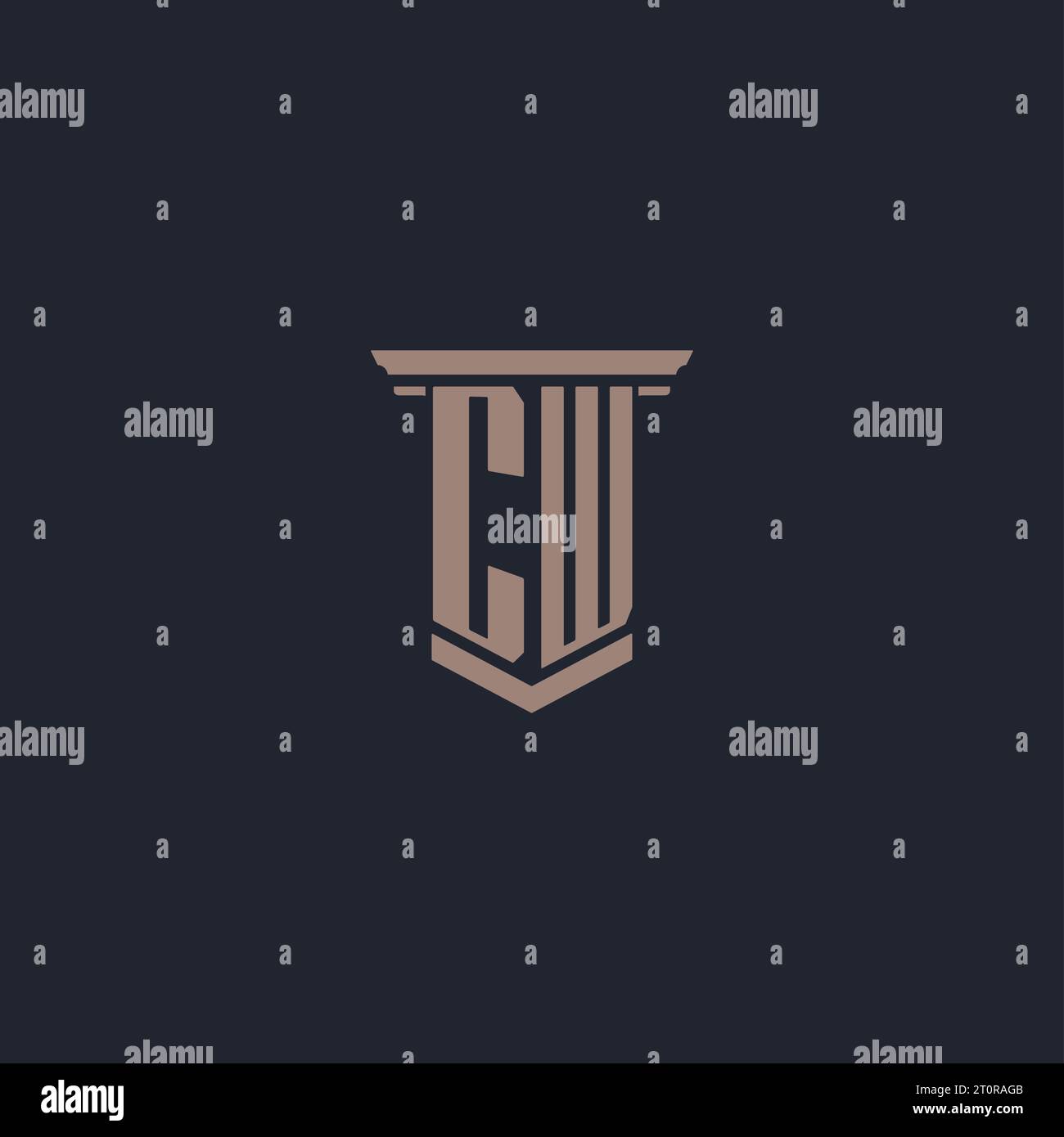 Logo CW initial monogramme avec motif pilier Illustration de Vecteur