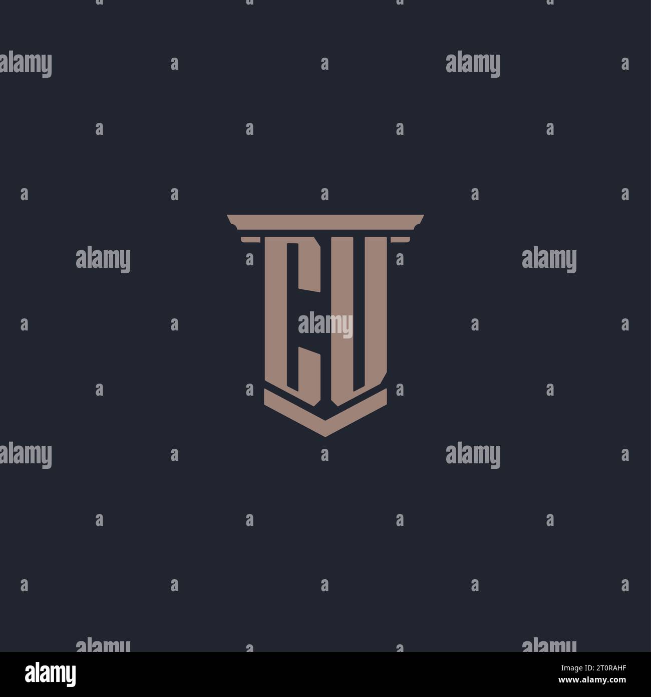 Logo monogramme initial CU avec conception de style pilier Illustration de Vecteur
