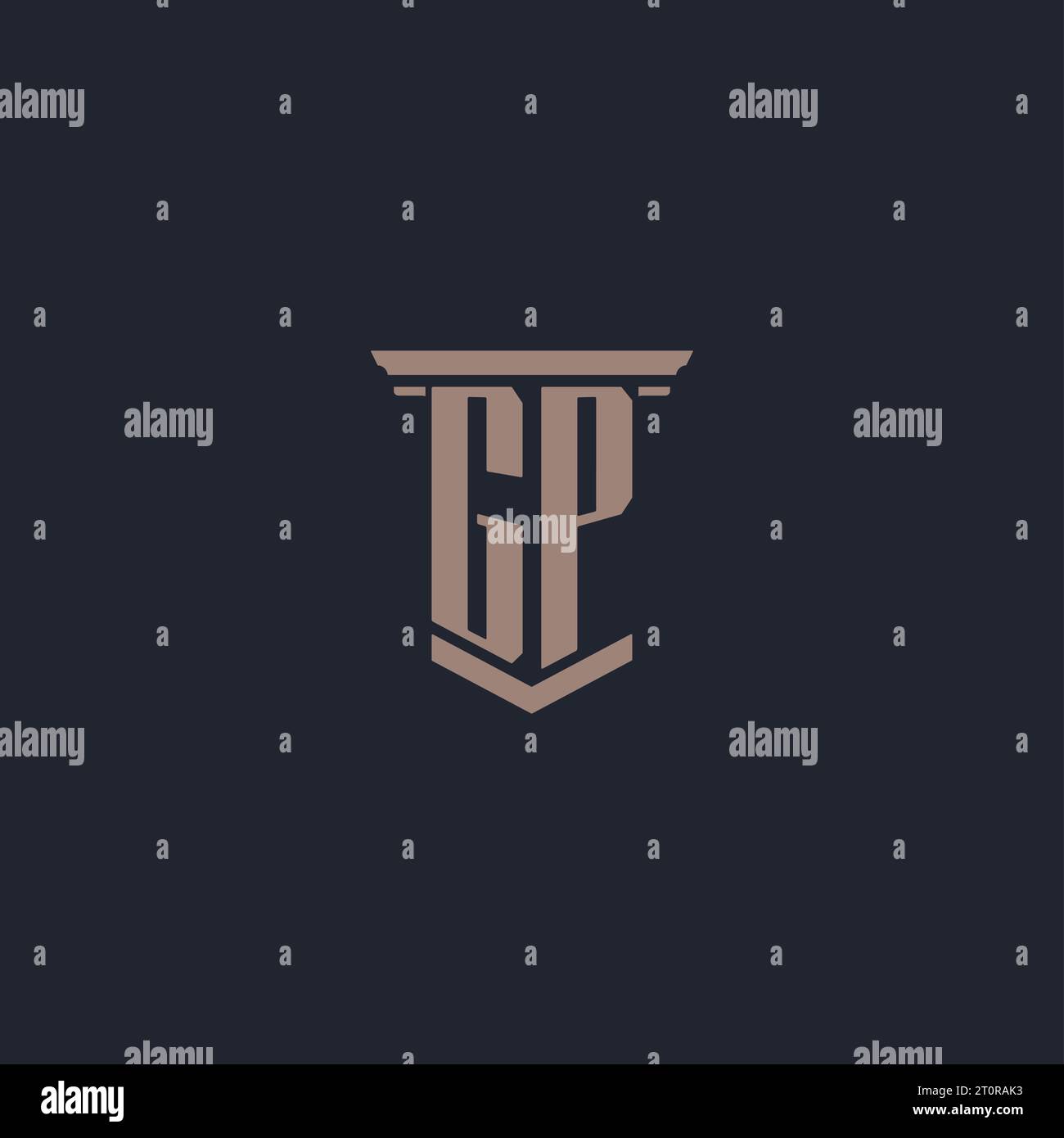 Logo monogramme GP initial avec conception de style pilier Illustration de Vecteur