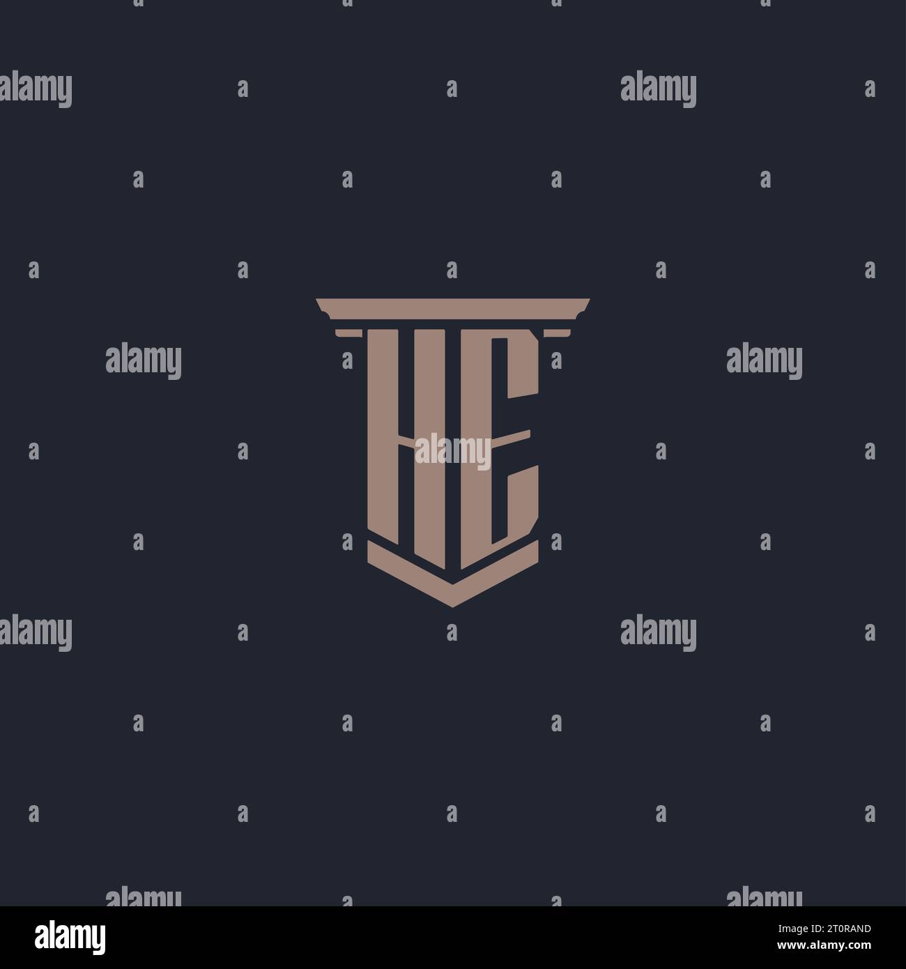 Logo initial du monogramme HE avec un design de style pilier Illustration de Vecteur