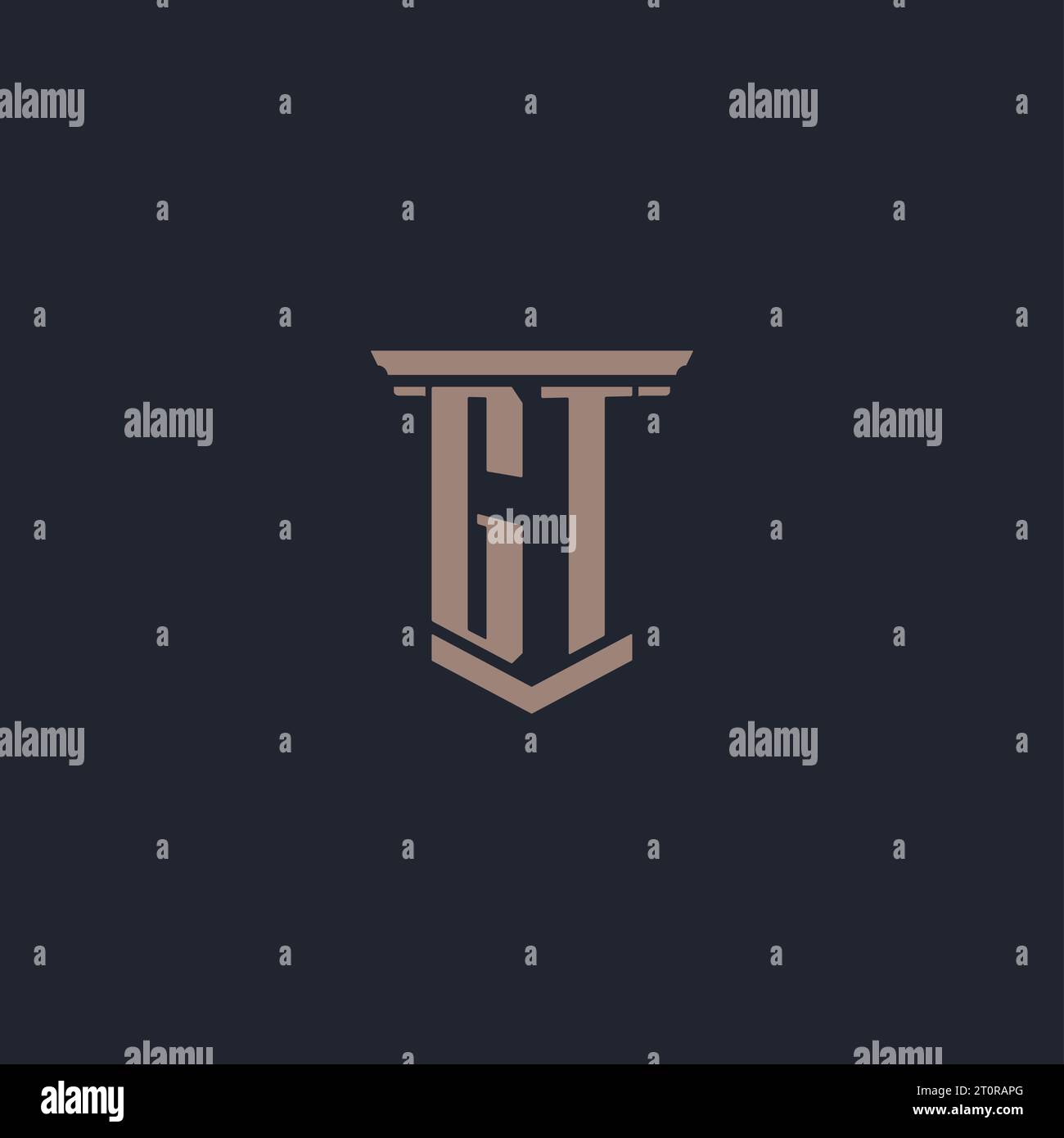 Logo monogramme GT initial avec motif pilier Illustration de Vecteur