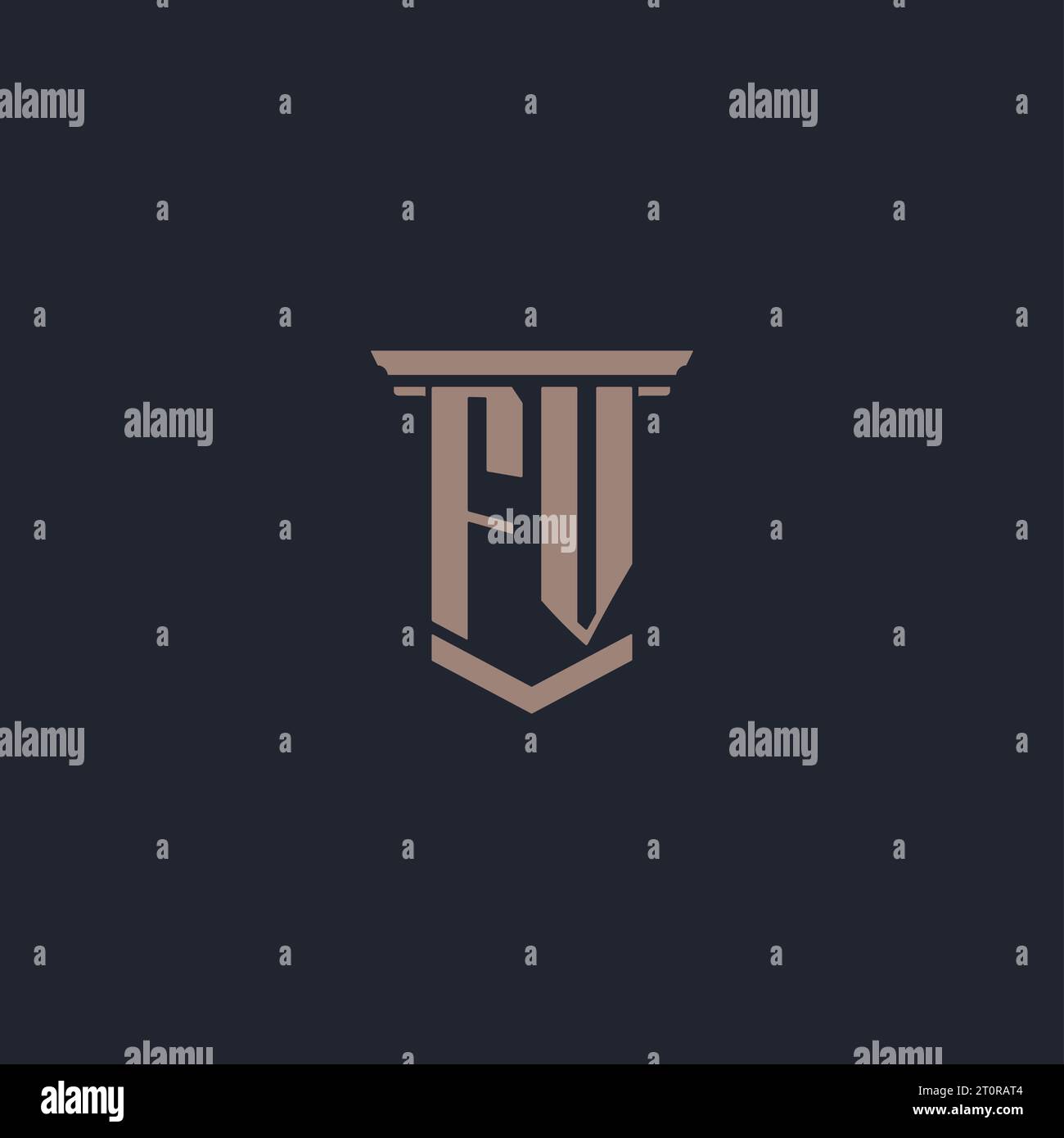 Logo FV monogramme initial avec motif pilier Illustration de Vecteur