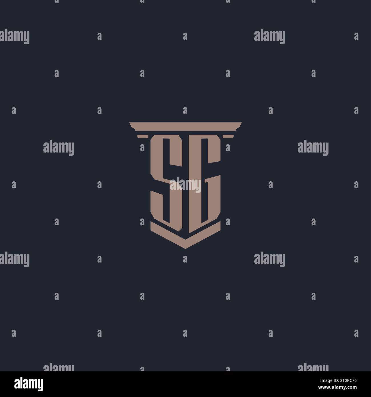 Logo SG monogramme initial avec conception de style pilier Illustration de Vecteur