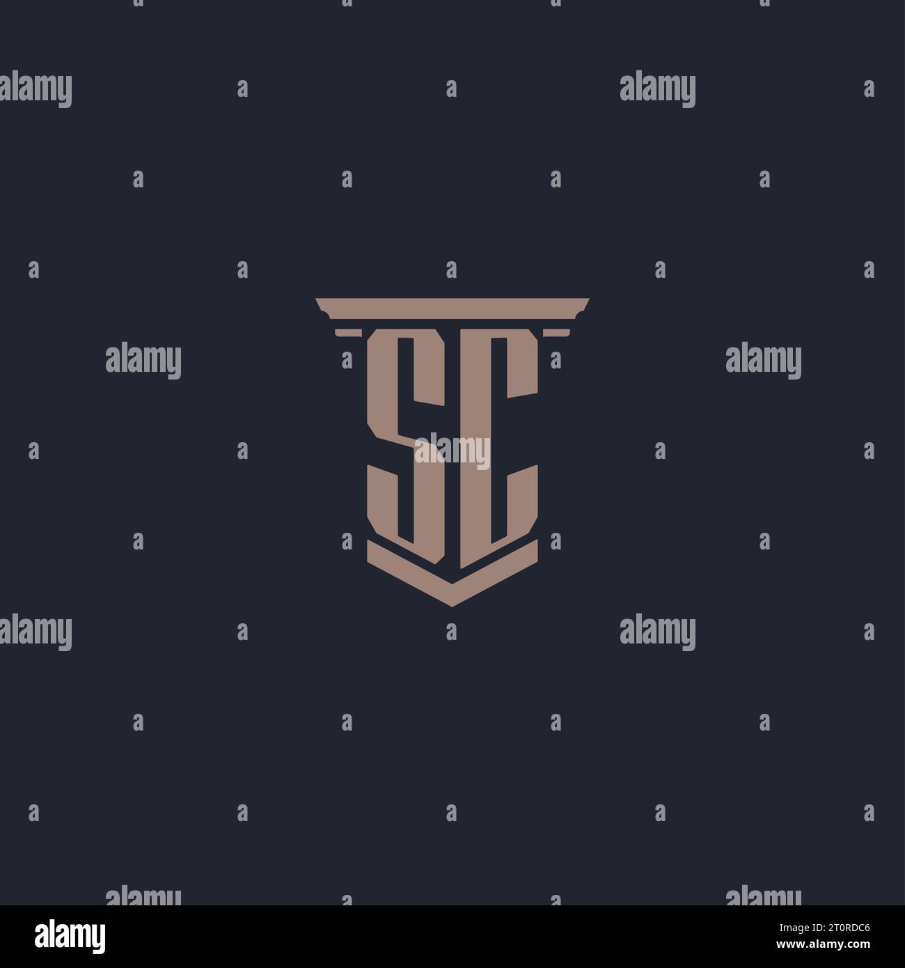 Logo monogramme SC initial avec conception de style pilier Illustration de Vecteur