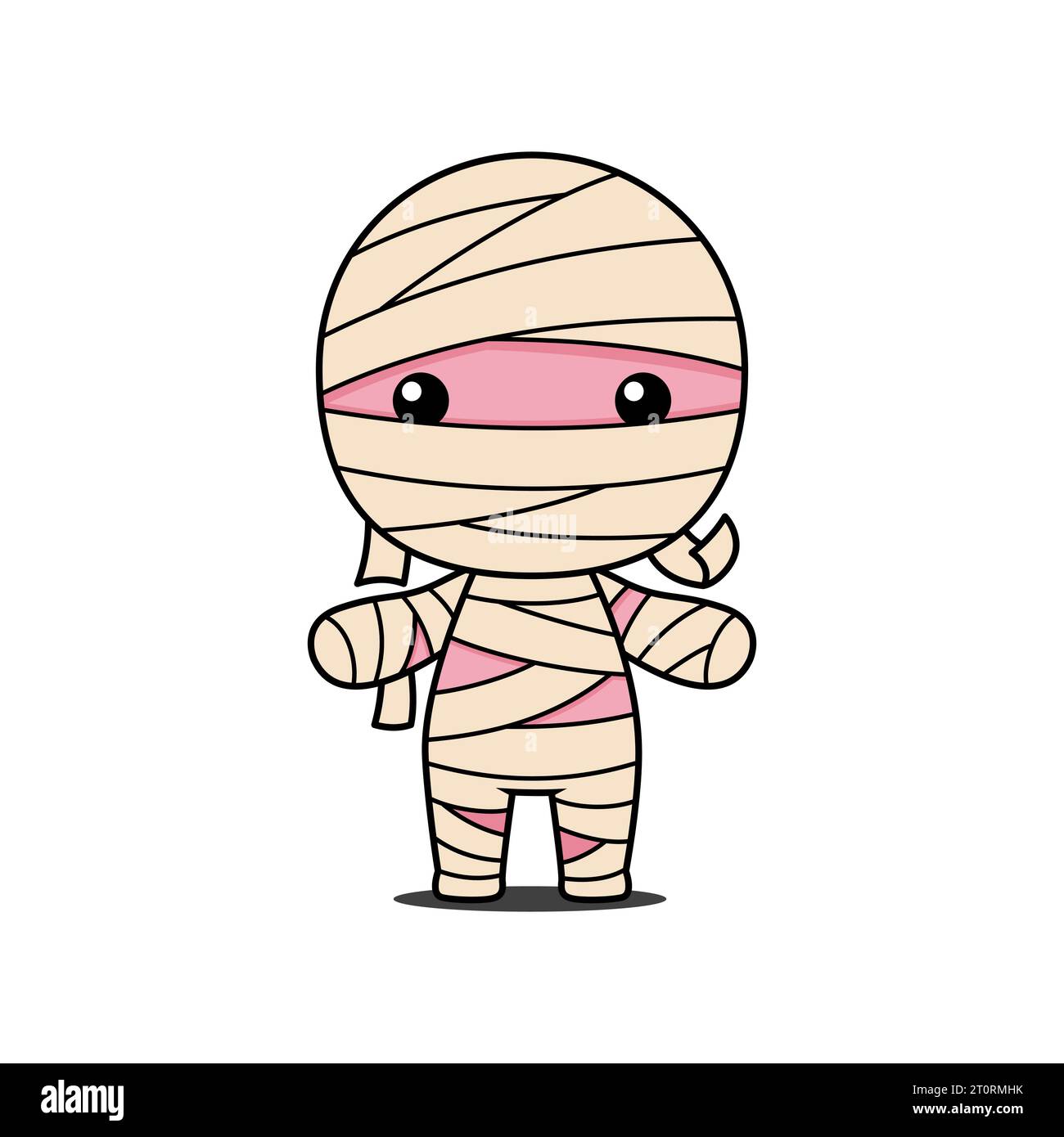 Mignon et Kawaii style Halloween Mummy Cartoon personnage Illustration de Vecteur