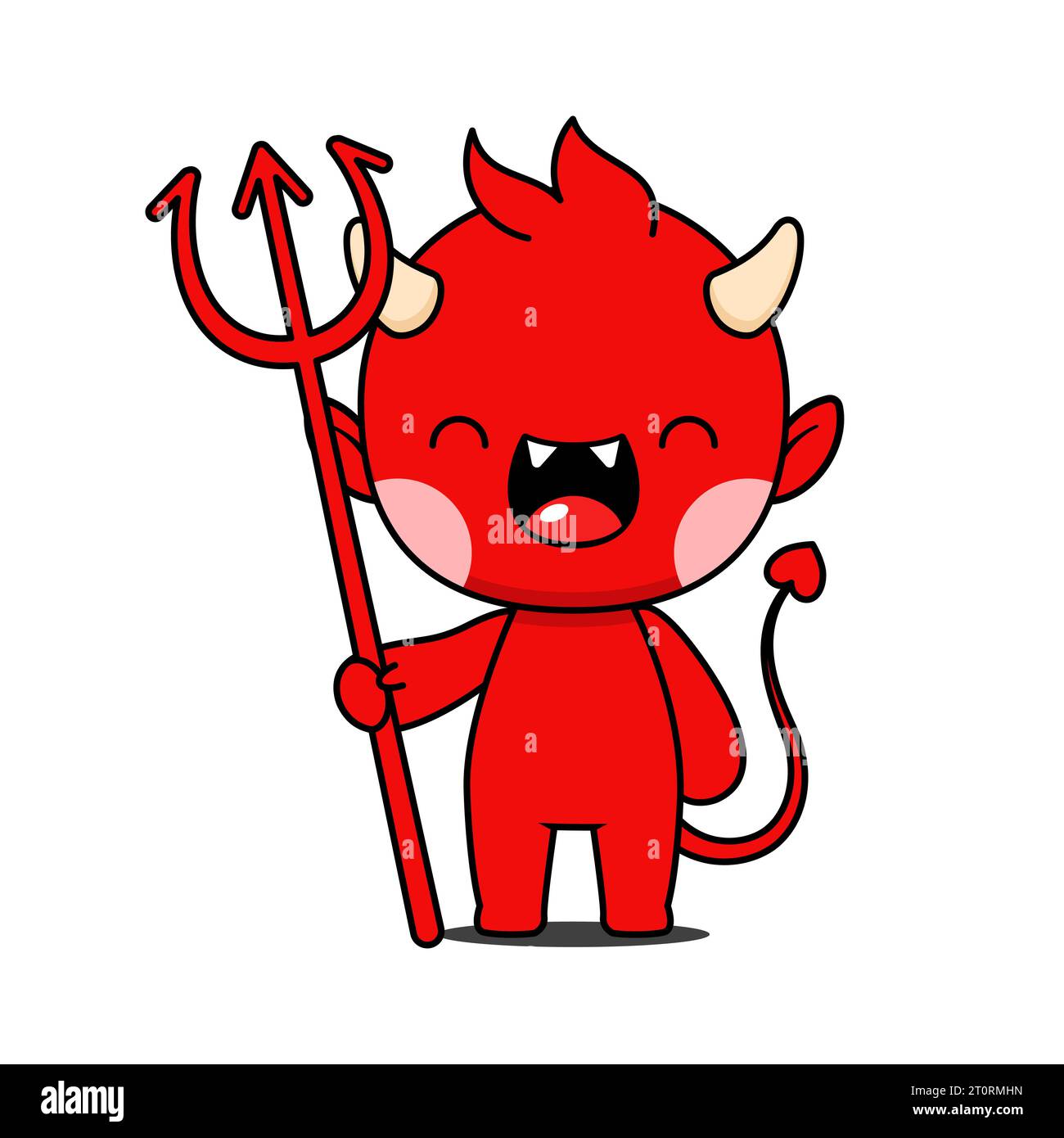 Mignon et Kawaii style Halloween Red Devil Cartoon personnage Illustration de Vecteur
