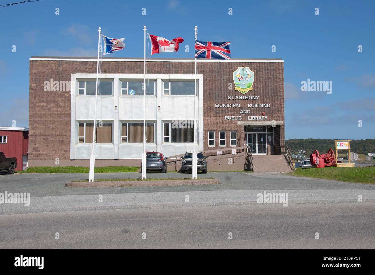 St. Bâtiment municipal et bibliothèque Anthony à Terre-Neuve-et-Labrador, Canada Banque D'Images