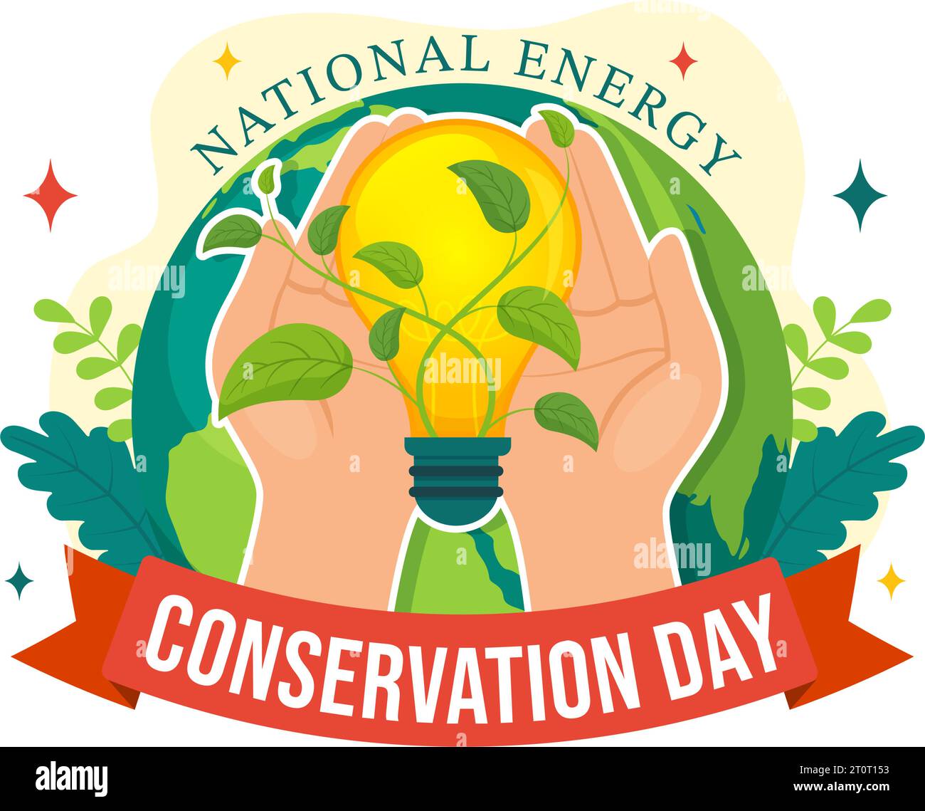Journée nationale de conservation de l'énergie Illustration vectorielle le 14 décembre pour Save the Planet et Green Eco friendly avec lampe et conception de fond de la Terre Illustration de Vecteur