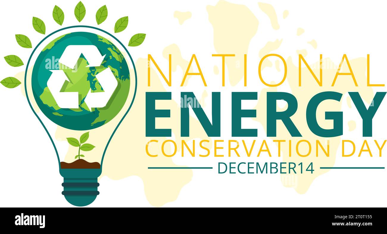 Journée nationale de conservation de l'énergie Illustration vectorielle le 14 décembre pour Save the Planet et Green Eco friendly avec lampe et conception de fond de la Terre Illustration de Vecteur