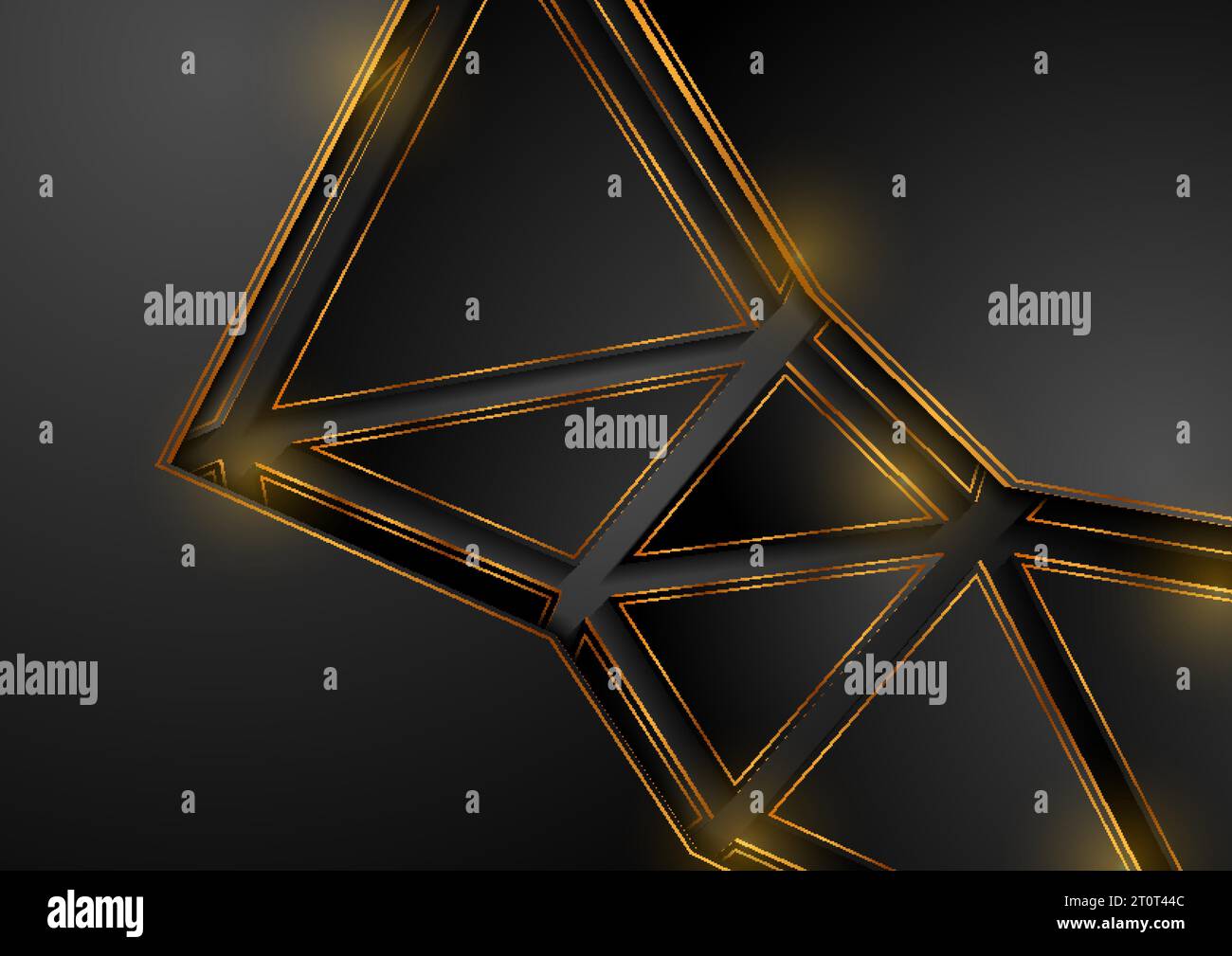 Fond d'entreprise abstrait noir et doré avec des triangles. Conception vectorielle brillante géométrique Illustration de Vecteur