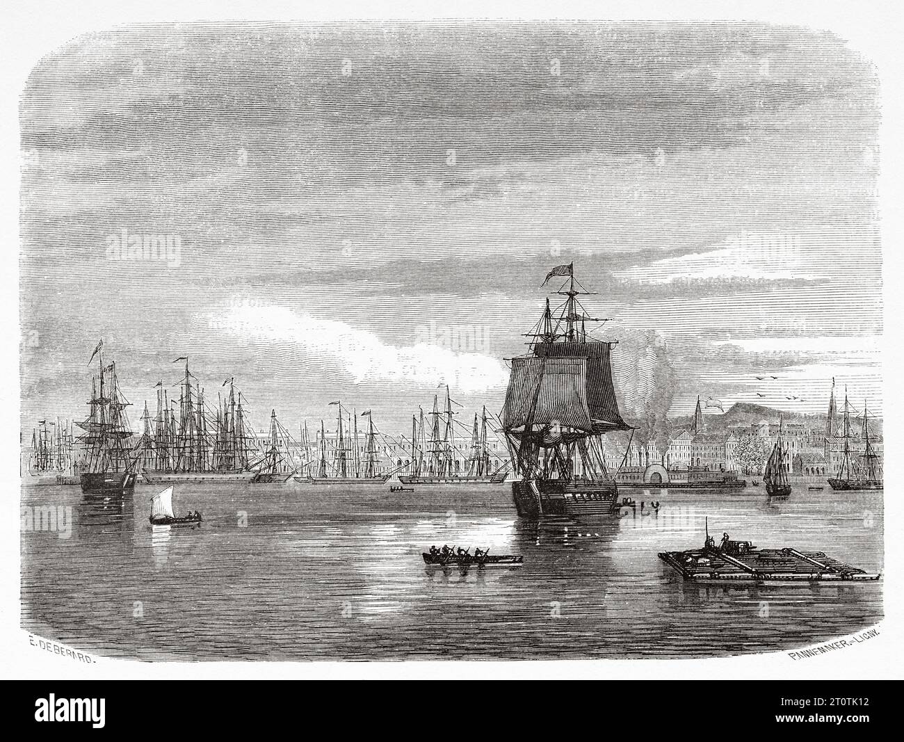 Port de la Nouvelle-Orléans, États-Unis. Fragment d'un voyage à la Nouvelle-Orléans en 1855 par Elisee Reclus (1830 - 1905). Gravure ancienne du 19e siècle du Tour du monde 1860 Banque D'Images