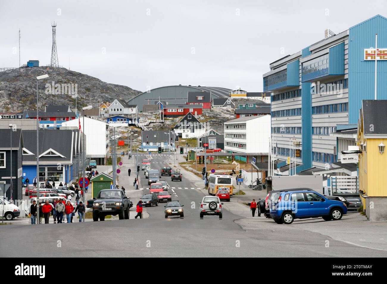 Aqqusinersuaq est Nuuk main Street, Groenland. Banque D'Images