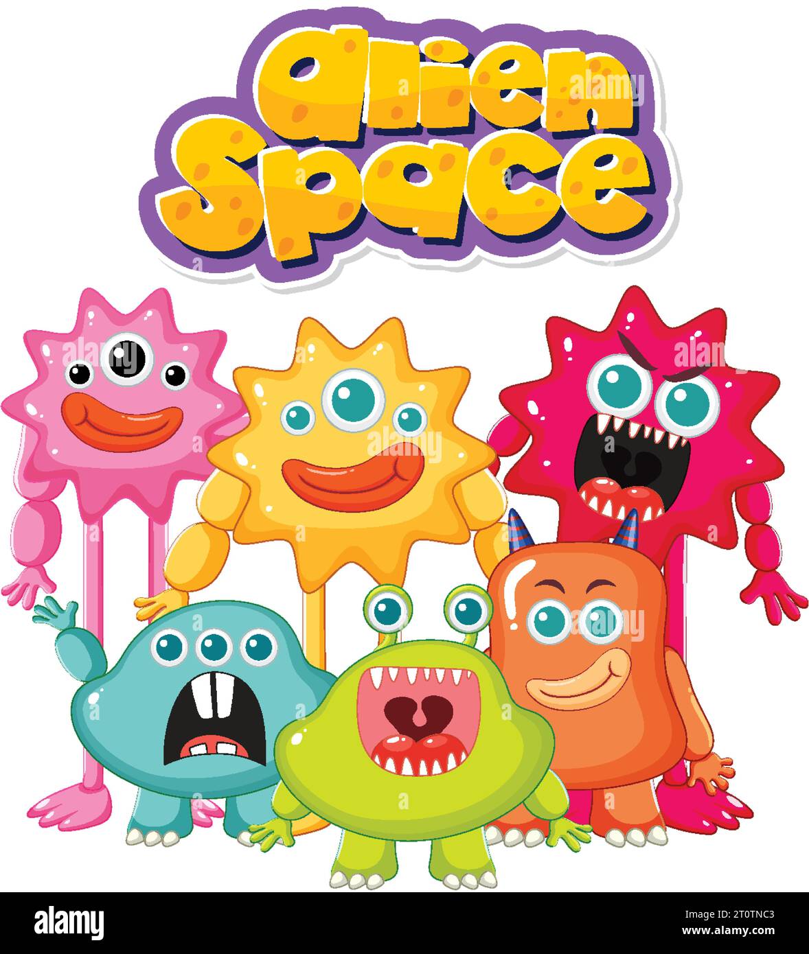 Un groupe d'adorables monstres extraterrestres aux couleurs vibrantes Illustration de Vecteur