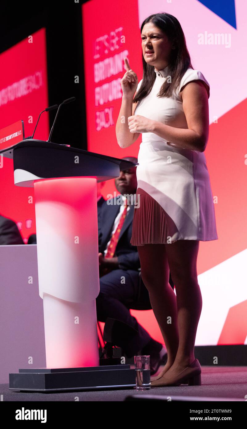 Lisa Nandy Shadow Ministre du développement international du Cabinet, le 2e jour de la Conférence du travail 2023.Liverpool UK. Crédit : GaryRobertsphotography/Alamy Live News Banque D'Images