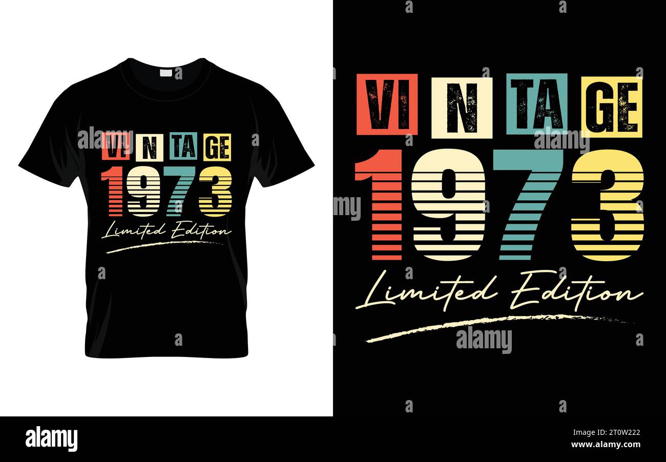 T-shirt vintage 1973 édition limitée Happy Birthday Living Legend Illustration de Vecteur