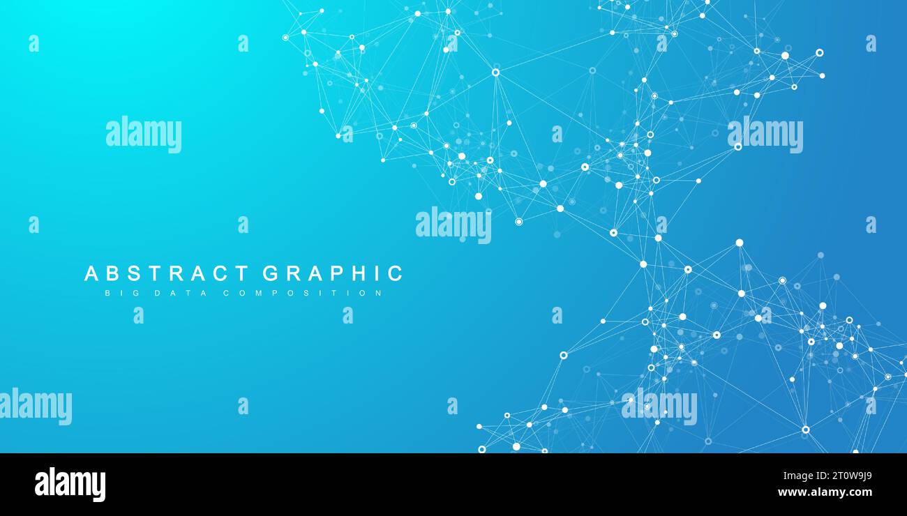 Chiffres résumé fond avec ligne et points, flux d'onde. Réseaux de neurones numériques. Connexion réseau et l'arrière-plan pour votre présentation Illustration de Vecteur