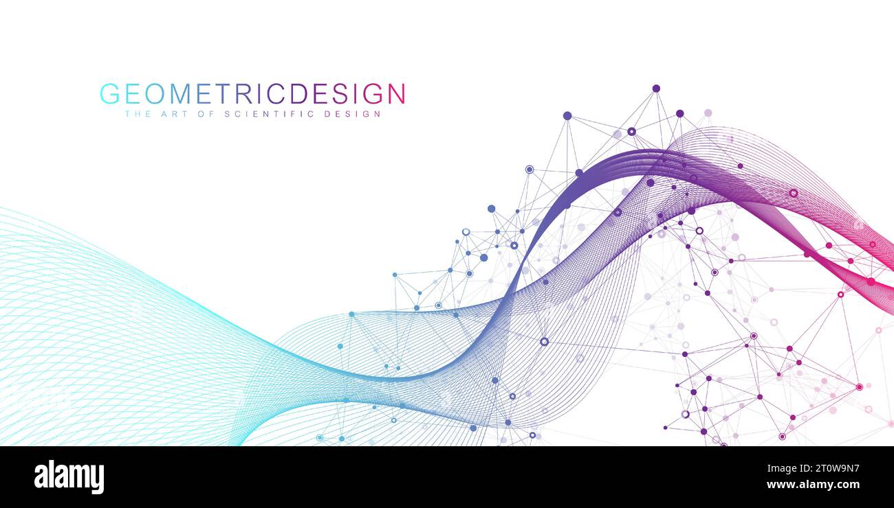 Chiffres résumé fond avec ligne et points, flux d'onde. Réseaux de neurones numériques. Connexion réseau et l'arrière-plan pour votre présentation Illustration de Vecteur