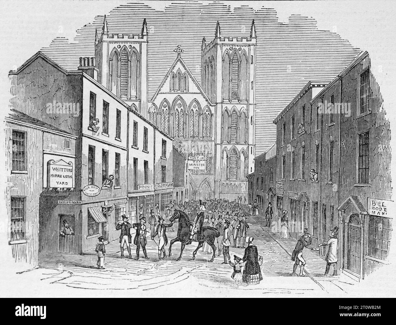 Août 1844. St. Wilfrid Festival, Ripon, North Yorkshire. Illustration en noir et blanc du London Illustrated News ; 1844. Banque D'Images