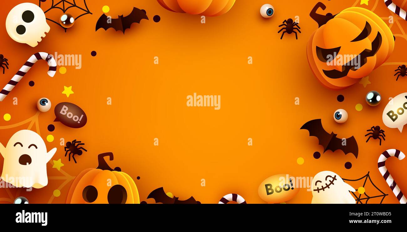 Fond de dessin animé Halloween. Jolies décorations 3D. Illustration vectorielle Illustration de Vecteur