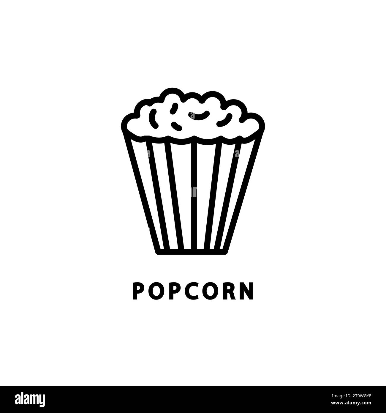 Icône de ligne de pop-corn. Snack, seau, cinéma. Concept de films. L'illustration vectorielle peut être utilisée pour des sujets tels que le divertissement, la cinématographie, les loisirs Illustration de Vecteur