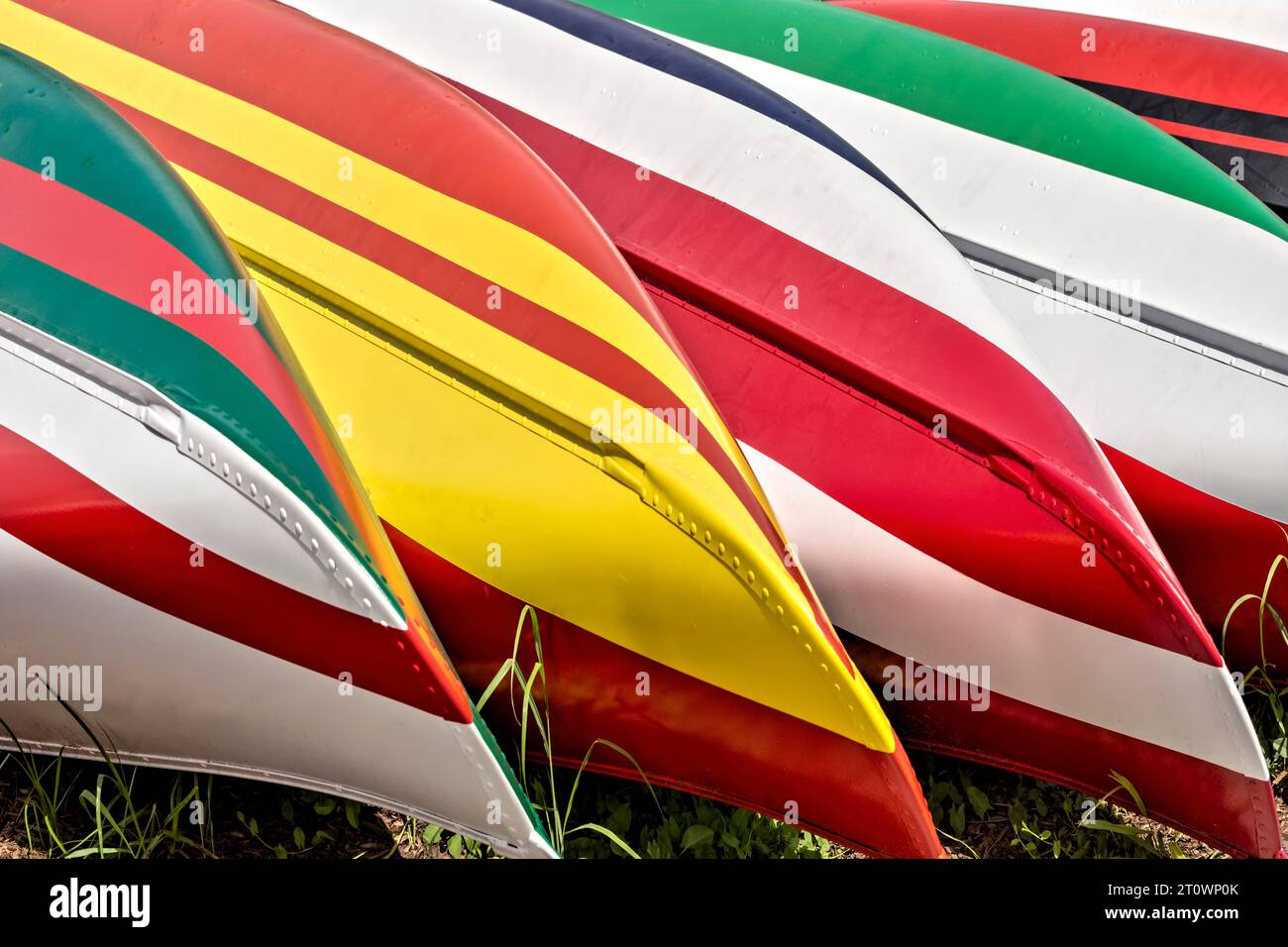Des canoës loués sont à votre disposition au Gantry Plaza State Park Recreational Dock, sur la rive est de long Island City. Banque D'Images