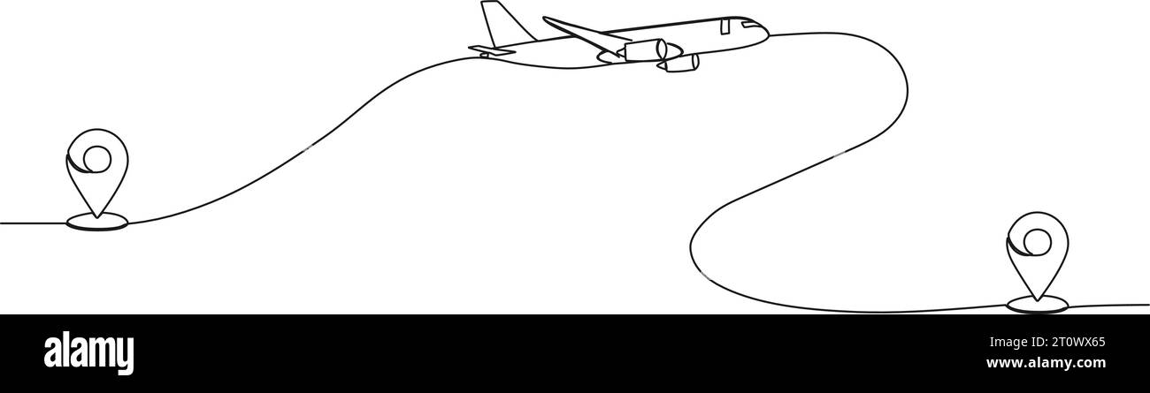 dessin continu à une seule ligne du concept de voyage aérien avec avion ...