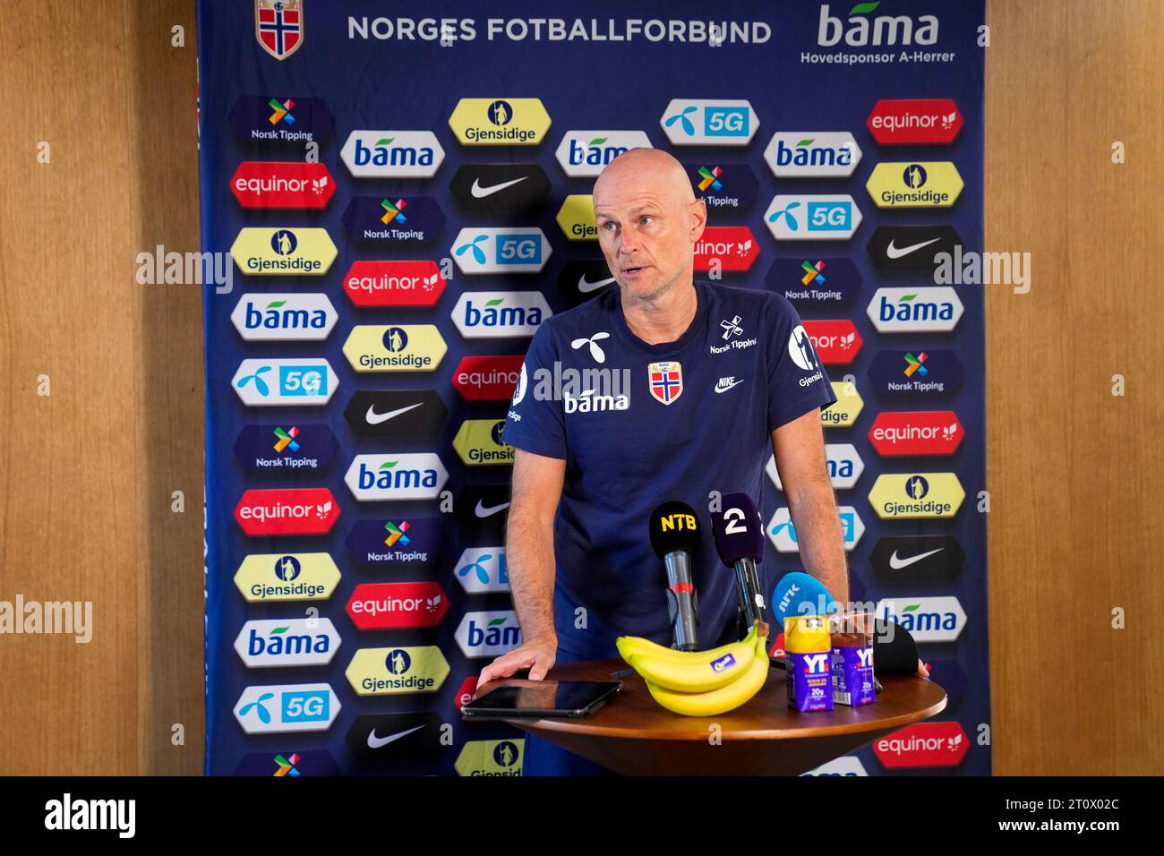 Larnaca, Chypre 20231009.le Manager de l'équipe nationale de Norvège Ståle Solbakken lors d'une conférence de presse avant les qualifications pour le Championnat d'Europe contre Chypre. Photo : Fredrik Varfjell / NTB Banque D'Images