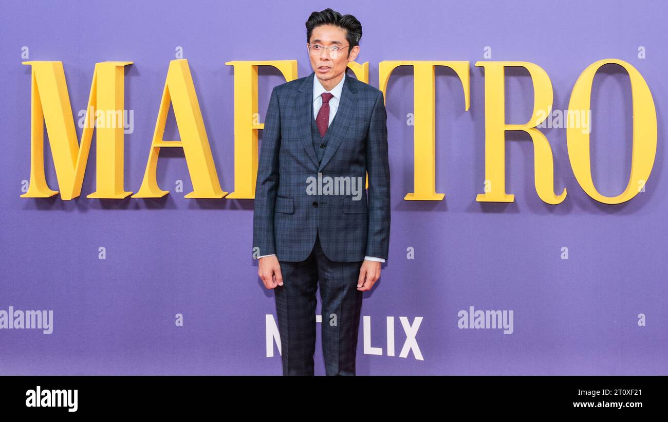 Londres, Royaume-Uni. 09 octobre 2023. Kazu Hiro (Make Up Designer). Arrivée sur tapis rouge à la première du BFI London film Festival pour le film 'Maestro'. Crédit : Imageplotter/EMPICS/Alamy Live News Banque D'Images