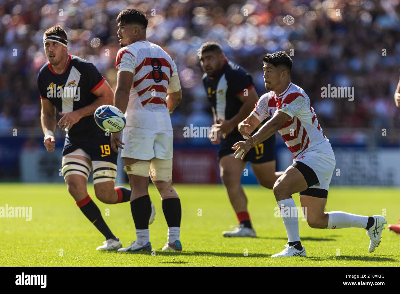 Nantes, France. 8 octobre 2023. Ryoto Nakamura, du Japon, passe le