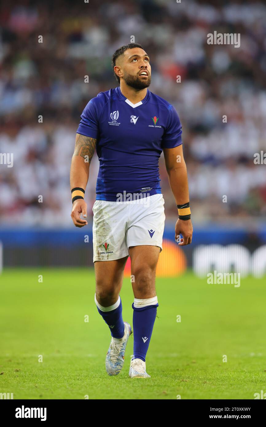 Lille, France. 7 octobre 2023. Duncan Pai'aua de Samoa lors du match de la coupe du monde de rugby 2023 au Stade Pierre Mauroy, Lille. Le crédit photo devrait être : Paul Thomas/Sportimage crédit : Sportimage Ltd/Alamy Live News Banque D'Images