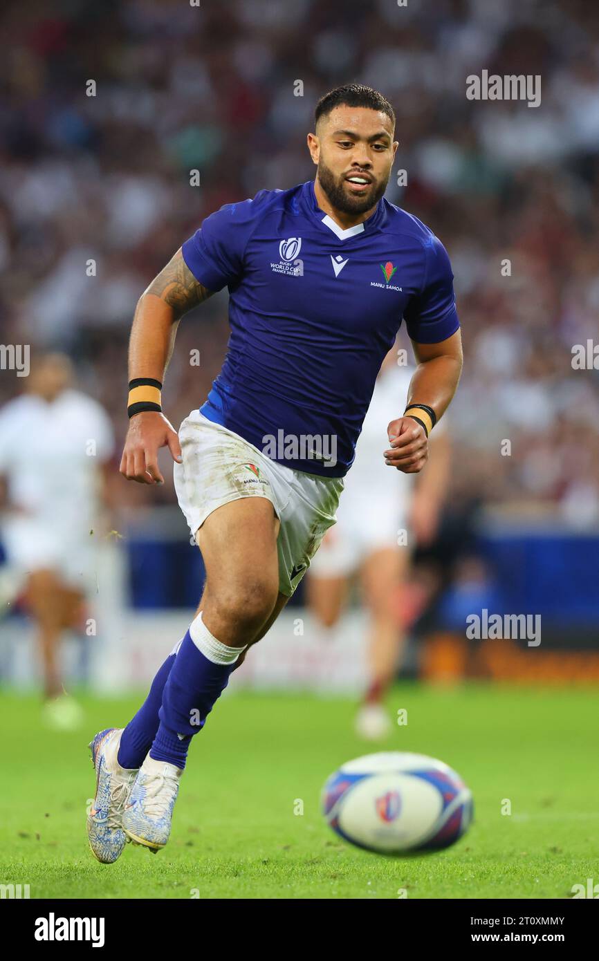 Lille, France. 7 octobre 2023. Duncan Pai'aua de Samoa lors du match de la coupe du monde de rugby 2023 au Stade Pierre Mauroy, Lille. Le crédit photo devrait être : Paul Thomas/Sportimage crédit : Sportimage Ltd/Alamy Live News Banque D'Images