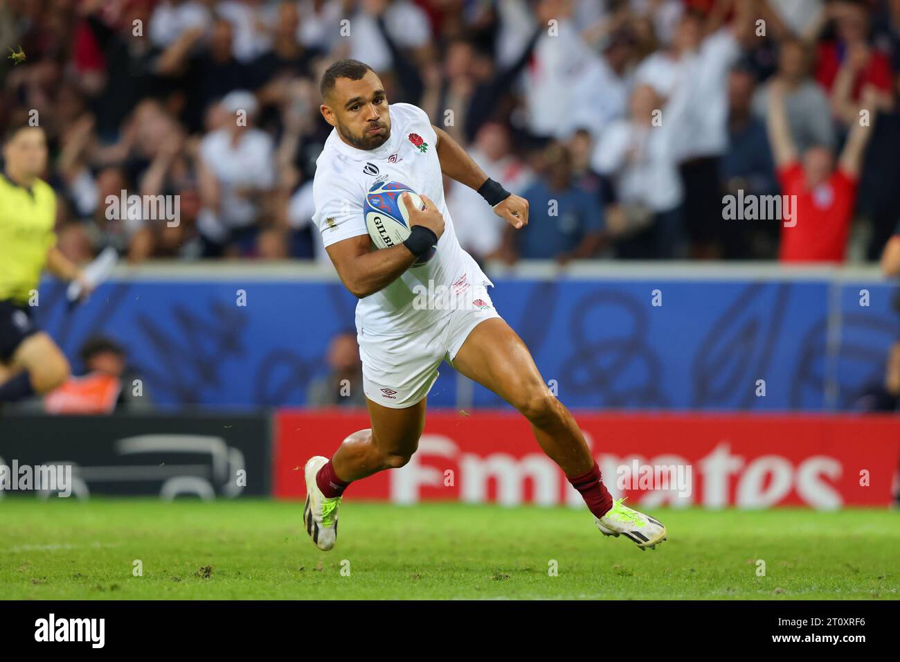 Lille, France. 7 octobre 2023. Joe marchant d'Angleterre lors du match de la coupe du monde de rugby 2023 au Stade Pierre Mauroy, Lille. Le crédit photo devrait être : Paul Thomas/Sportimage crédit : Sportimage Ltd/Alamy Live News Banque D'Images