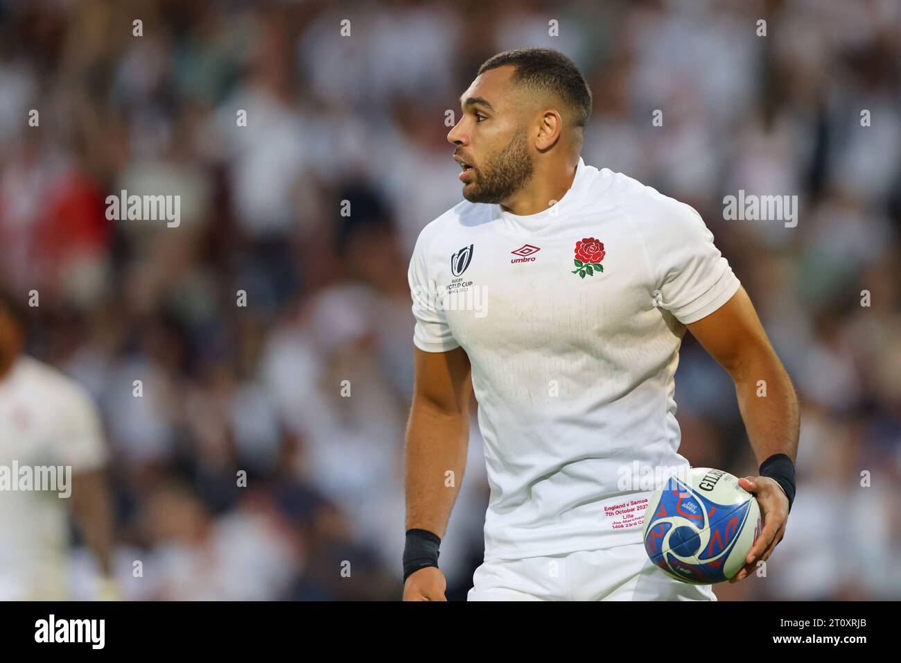 Lille, France. 7 octobre 2023. Joe marchant d'Angleterre lors du match de la coupe du monde de rugby 2023 au Stade Pierre Mauroy, Lille. Le crédit photo devrait être : Paul Thomas/Sportimage crédit : Sportimage Ltd/Alamy Live News Banque D'Images