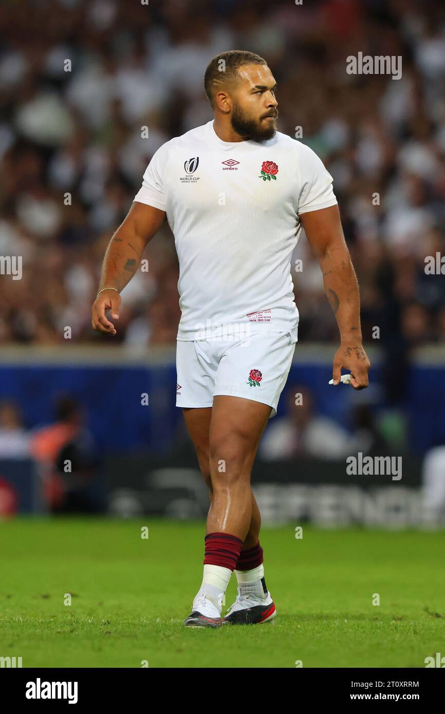 Lille, France. 7 octobre 2023. Ollie Lawrence d'Angleterre lors du match de la coupe du monde de rugby 2023 au Stade Pierre Mauroy, Lille. Le crédit photo devrait être : Paul Thomas/Sportimage crédit : Sportimage Ltd/Alamy Live News Banque D'Images