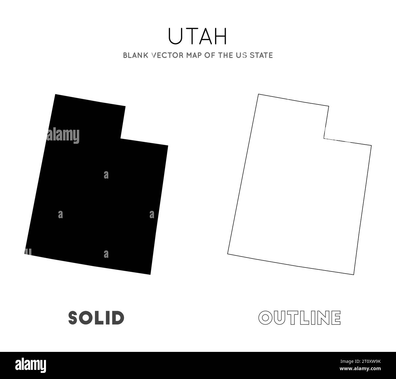 Carte de l'Utah. Carte vectorielle vierge de l'État américain. Borders of Utah pour votre infographie. Illustration vectorielle. Illustration de Vecteur